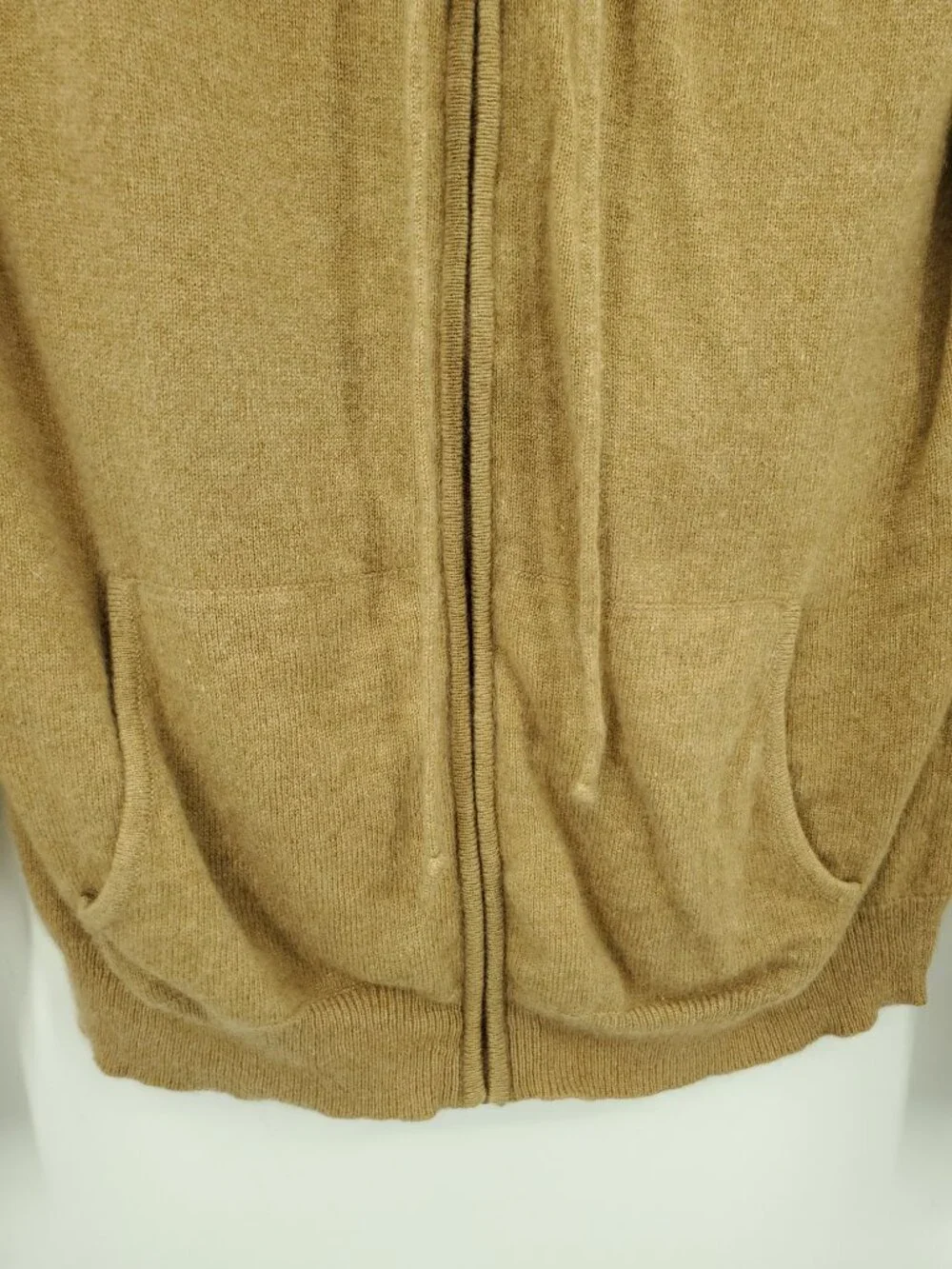 VTG Valerie Stevens Camel Brown 100% Cashmere Zip Hoodie Sweater Size L
